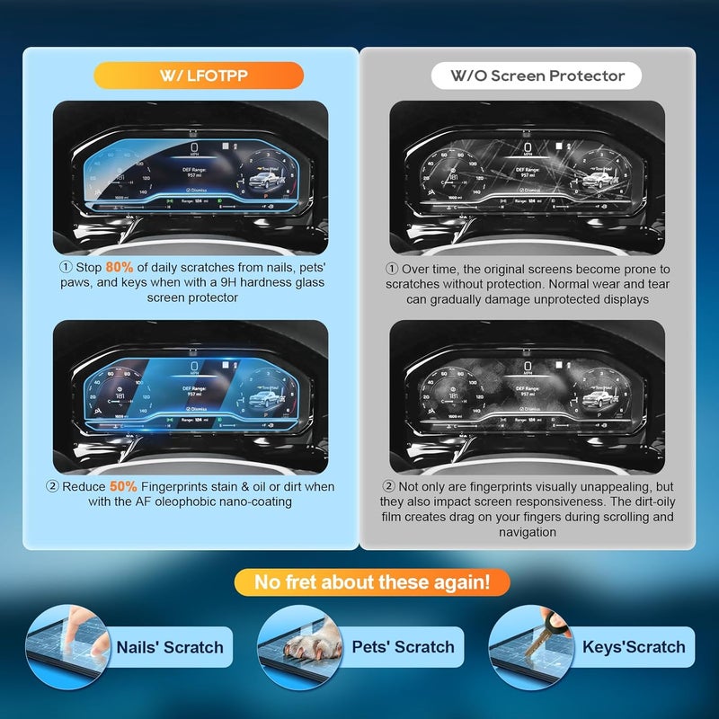 LFOTPP For 2026 Chevy Silverado Screen Protector - 2022~2025 2026 Silverado1500& 2024-2026 Silverado2500HD 3500HD (LT/RST/LTZ/High Country/LT Trail Boss/ZR2/ZR2 Bison) 12.3 Inch Touchscreen (2pcs)[HD Glass] - Image 4